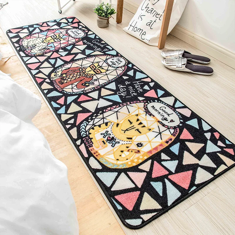 WINLIFE Lovely Cartoon Cat Mats Colorful Area Rugs Anti Skid Rectangle