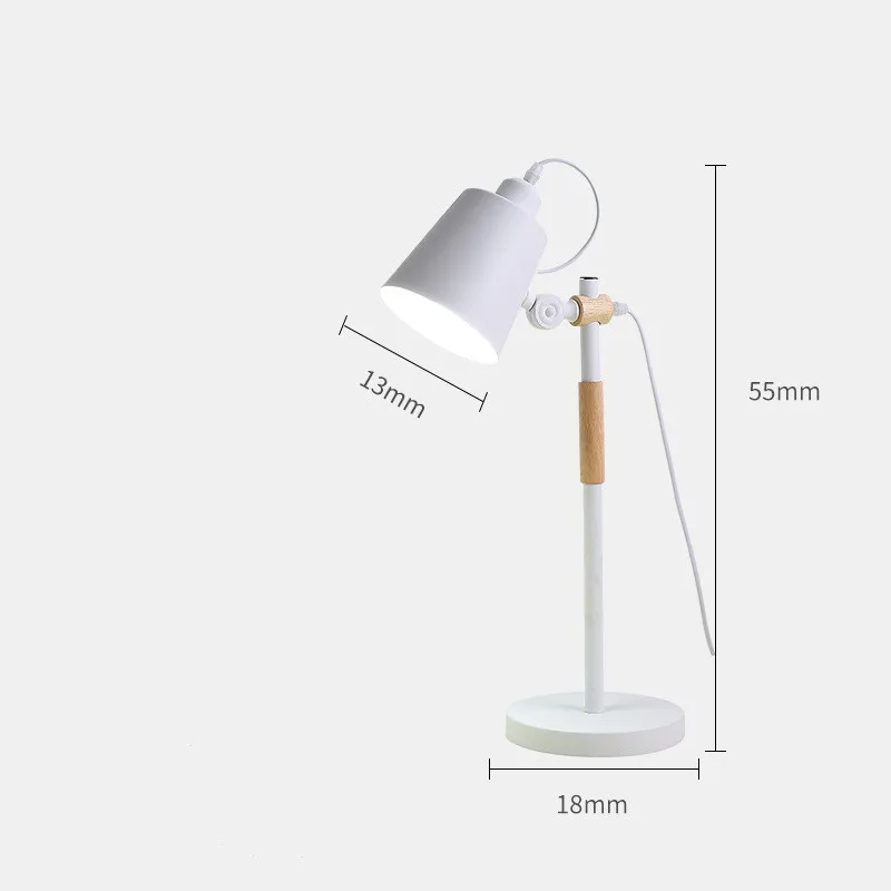  220V E27 Bulb Led Table Lamp Knob Switch 2 Modes Option Desk Light Bed Reading Book Study Home Deco