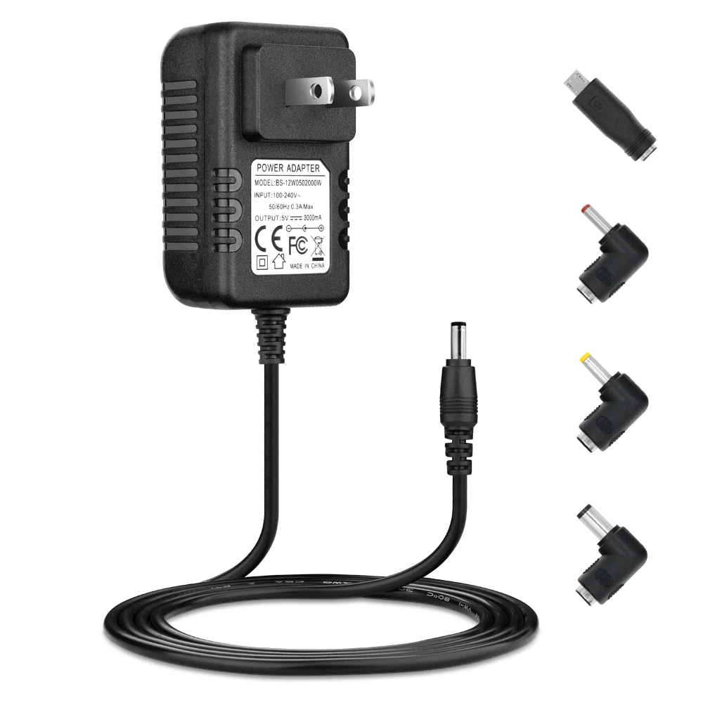 BERLS Universal AC to DC Regulated Transformer Power Adapter Supply Cord Plug Charger 5V 3A(3000mA) 5 different connectors | Обустройство