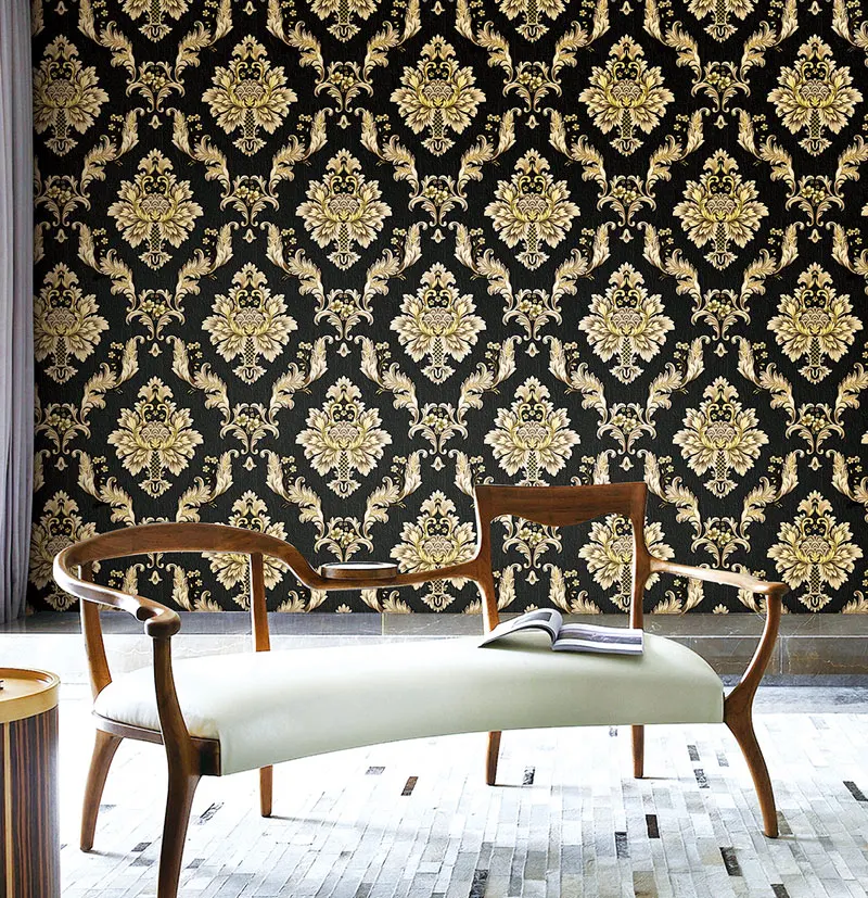 Italian style Classic damask Wallpapers Embossed Wall Paper for Bedroom