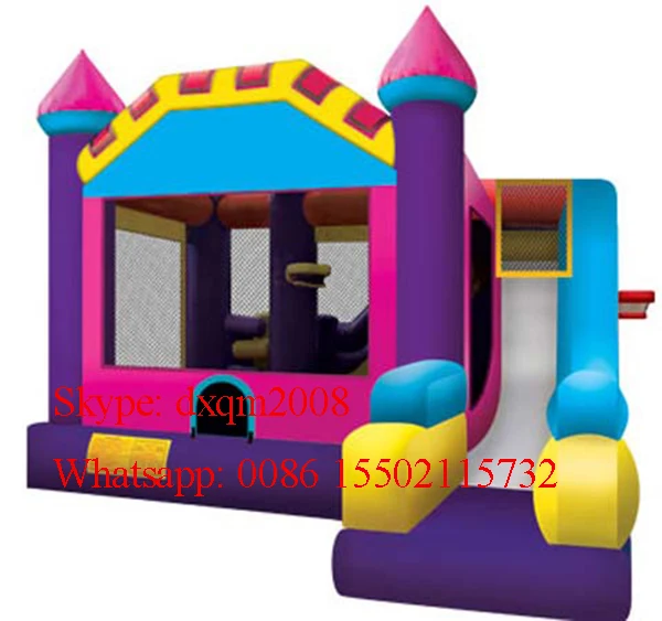 

2016 pink inflatable bouncer slide combo/outdoor playground jumping bouncy castle for kids factory price