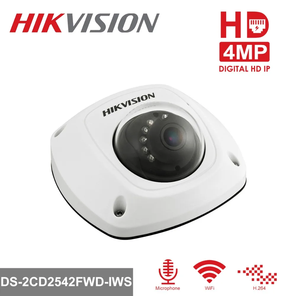 

HiKVISION 1080P Wireless IP Camera WiFi DS-2CD2542FWD-IWS 4MP Mini Dome Security IP Camera Built-in SD Card Slot & Audio