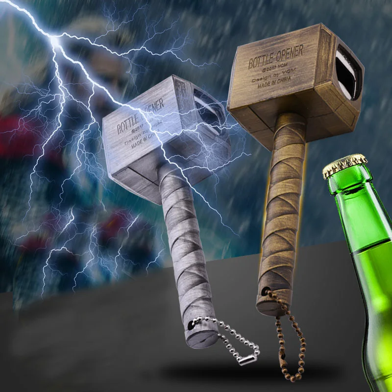 

Avengers 4 Endgame Thor Hammer Captain American Cosplay Mjolnir Marvel Superhero Weapon Bottle Opener Model Action Figure