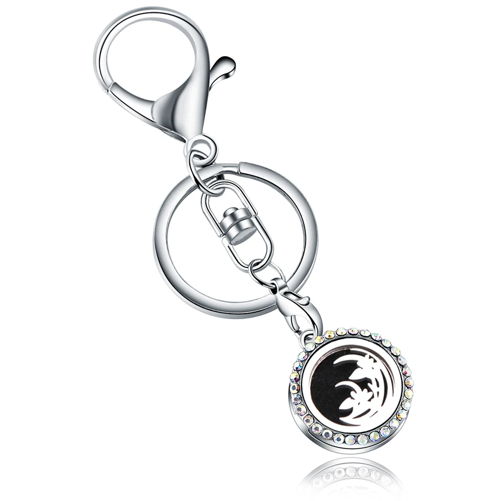 

AB Tree pattern Full Rhinestone Perfume KeyChain Stainless Steel Essential Oil Diffuser Perfume Aromatherapy Locket Key Chain