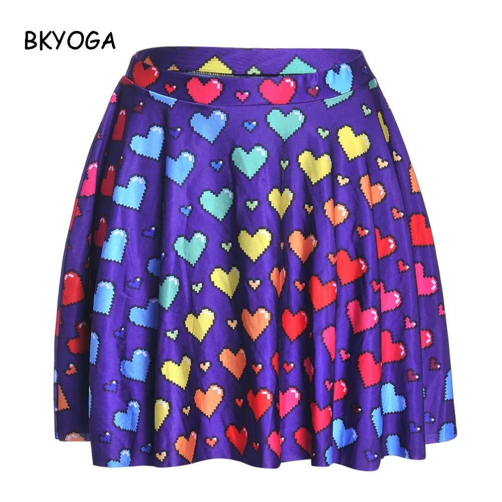 

BKYOGA Women Sexy Skirts Ladies Colorful LOVES GALAXY Painted SKATER SKIRT Above The Knee Saia De Renda Drop Shipping