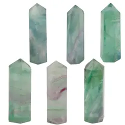 TUMBEELLUWA 1 шт. Естественный Зеленый Кристалл Флюорита Исцеление чакра Prism с точка Gemstone статуэтки, украшения