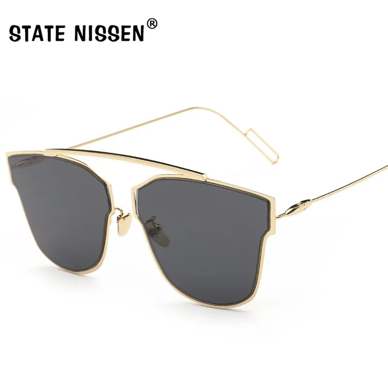 

STATE NISSEN Newest Sunglasses Women Brand Designer Pliot Sun Glasses Female Fashion Sunglass UV400 Metal Frame Mirror