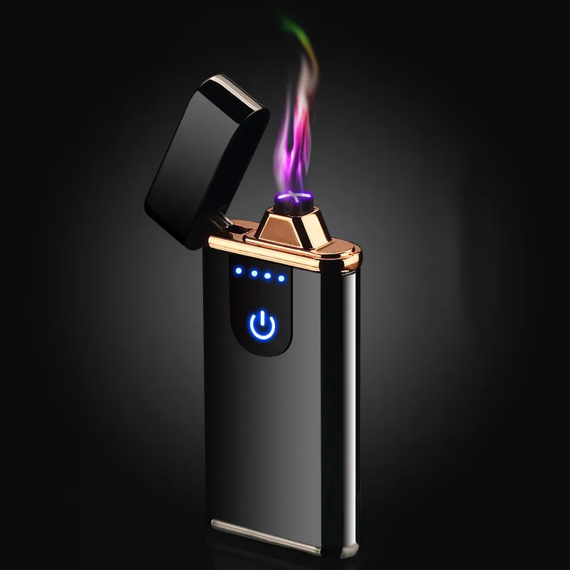 New plasma Double Arc Windproof Electronic USB Recharge Lighter Cigarette Smoking Electric metal Li