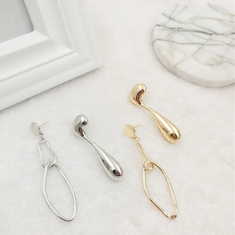 

Simple Unique Personality Geometric Asymmetry Irregular Water Drop Metal Dangle Earrings For Women Drop Earrings Gift 1 Pair
