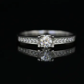 

LASAMERO 0. 183 CT H/VS Round Cut Modern Design Natural Diamond Ring For Women 18k White Gold Certified Engagement Wedding Ring