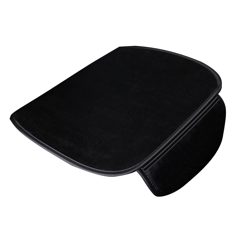 Автомобильные чехлы для сидений, зимние теплые Универсальные Меховые чехлы для сидений автомобиля, накладка на переднюю и заднюю подушку, защитные коврики, автомобильные аксессуары для интерьера - Название цвета: Black front seat