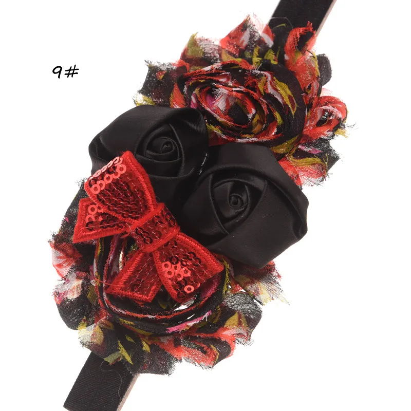 1 шт. рождественские повязки с потёртым принтом из цветов повязка boutqitue повязки на голову с цветочным орнаментом; с вышивкой пайетками эластичная резинка для волос - Цвет: 9
