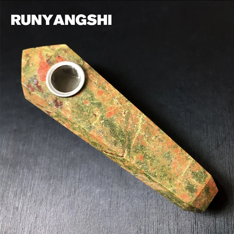 

Smoking Dogo 2018 New Arrival Handmade Polished Pipe Unakite Pipe Smoking Crystal Pipes Labradorite Quartz Pipe For Tobacco YH05
