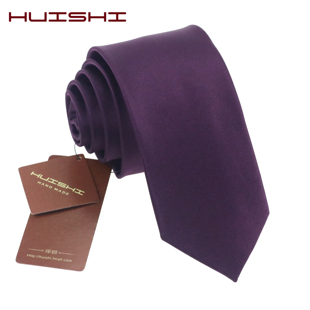 HUISHI модный тонкий галстук темно-фиолетовый однотонный простой облегающий узкий галстук для мужчин водонепроницаемые жаккардовые галстуки с узором для мужчин галстуки в повседневном стиле