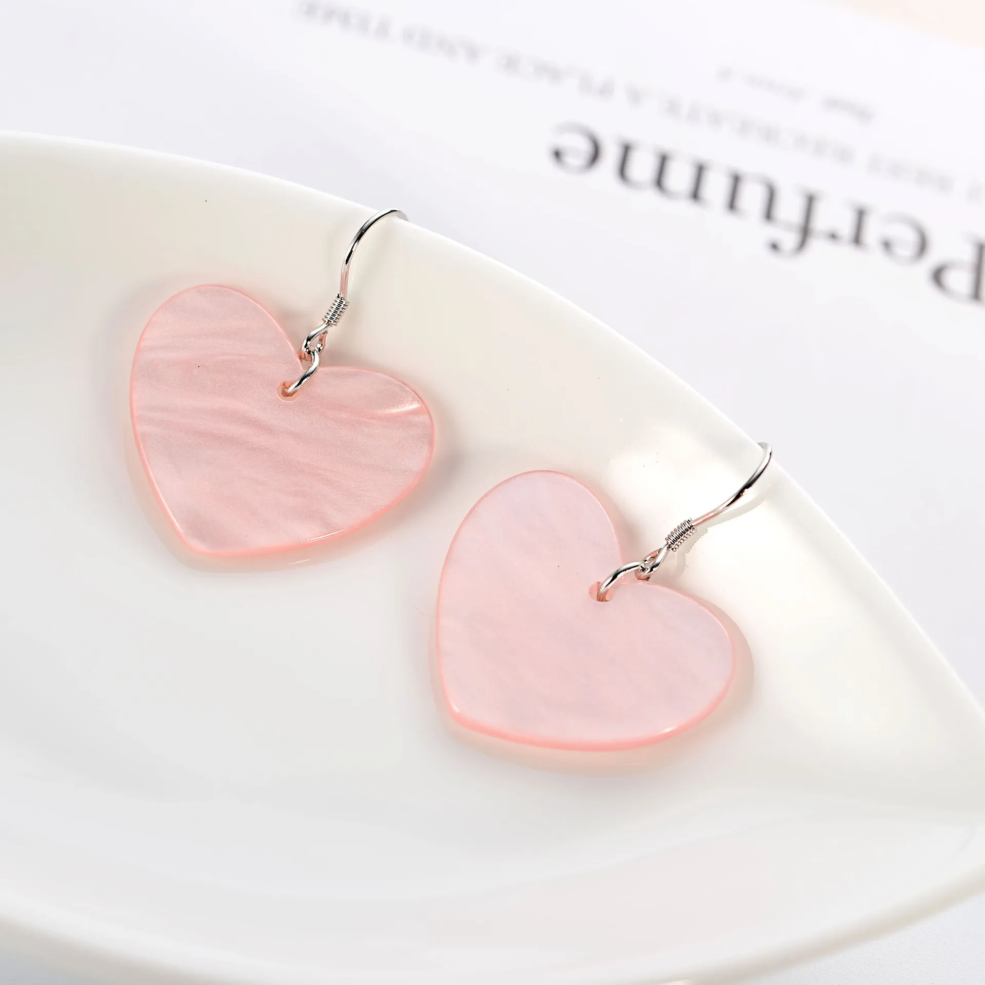pink heart earring 100% 925 Sterling silver Jewelry fashion Hypoallergenic Stud earrings for women gift