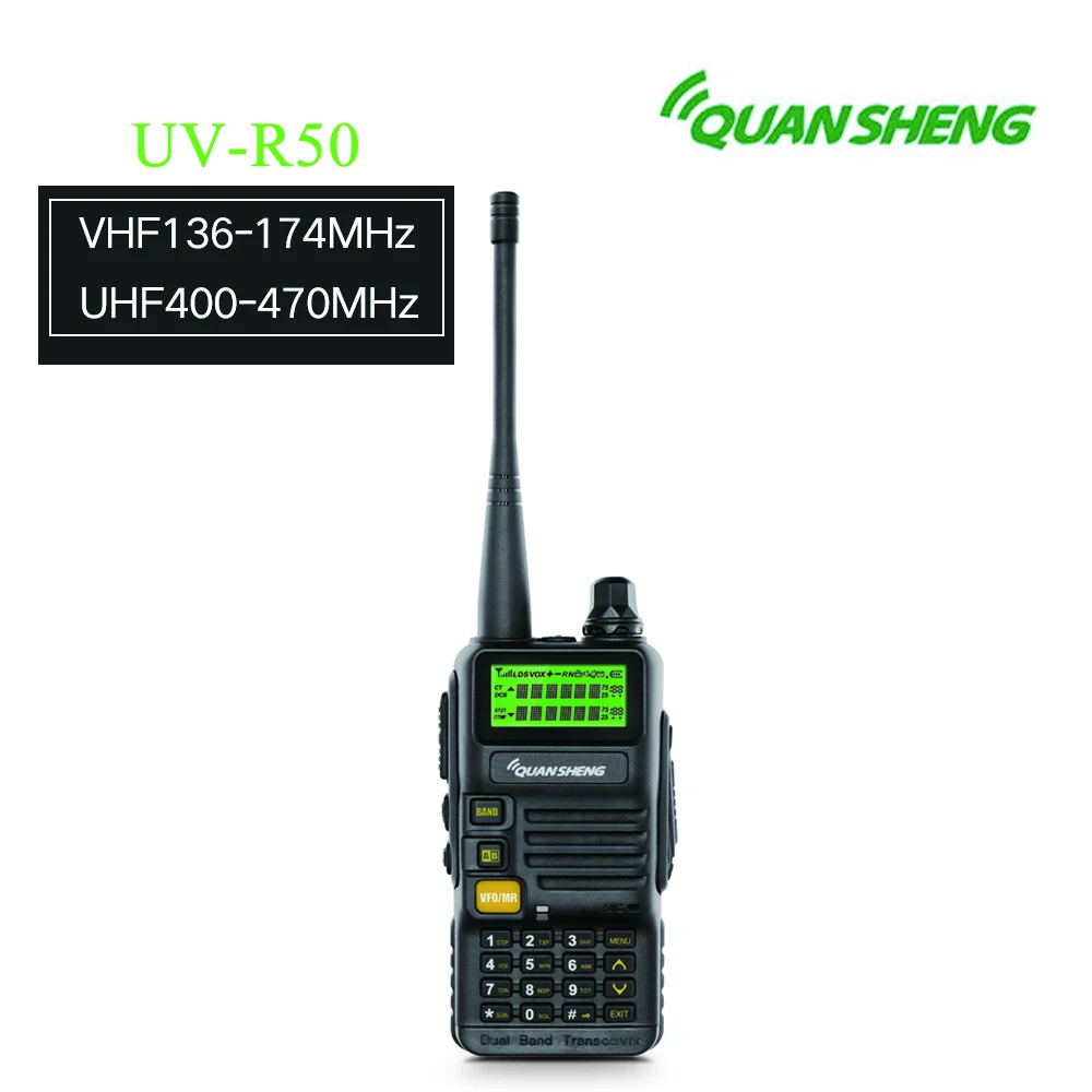 QuanSheng UV-R50 портативная рация UHF VHF 5W двухсторонняя рация 2000mAh Портативная радиоантенна