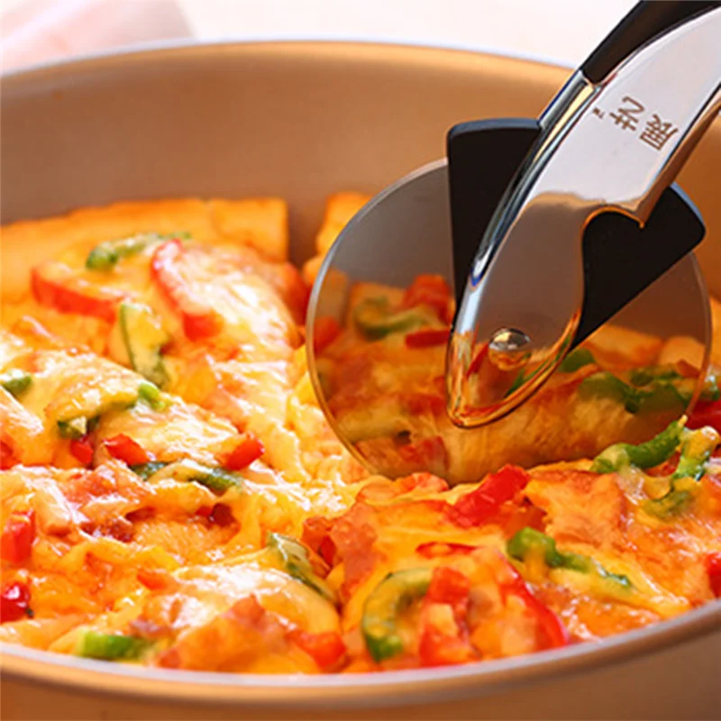 

New Stainless Steel Round Wheel Pizza Cutters Pastry Pasta Dough Cake Knife Pizza Cutter Baking Tools For Kitchen Cooking