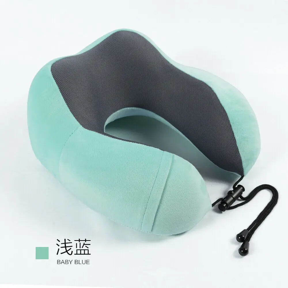 Memory Foam u-образная дорожная подушка для шеи поддержка головы самолета подголовник подушка мягкая - Цвет: Baby Blue