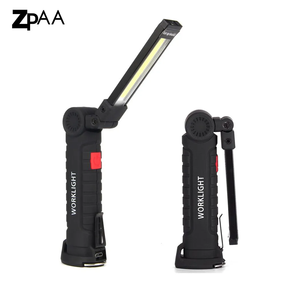 

USB LED Flashlights COB LED Flashlight Torch Work Lamp with Strong Magnet Rechargeable Travel Camping Light built-in battery