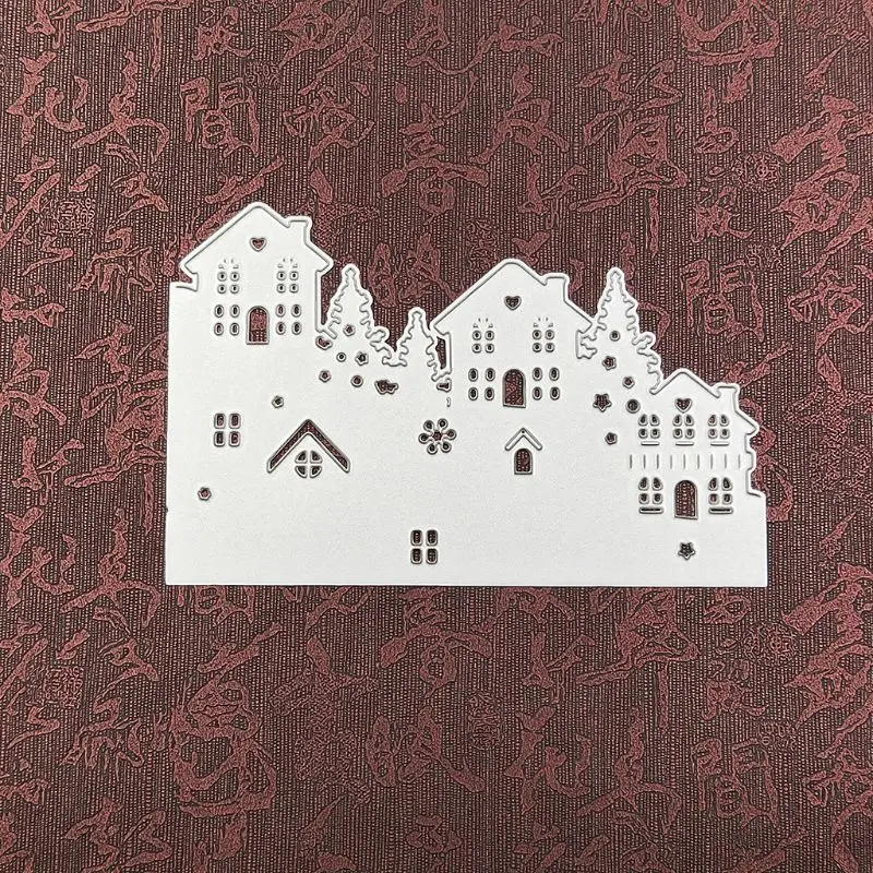 Углеродистая сталь дерево дом шаблон высечки формы для DIY Рождественская открытка Искусство Декор ручной работы HQ462