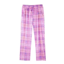 Мода плед дома Ночная Пижама Street Брюки для девочек для женщин низ демисезонный шнурок полной длины Свободные повседневные штаны