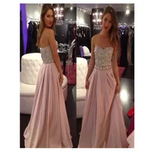 2016 Sparkly A-Linie Rosa lange Abendkleid mit Kristall Chiffon Kleid Abendkleid Vestidos De para festa Formatura Longo