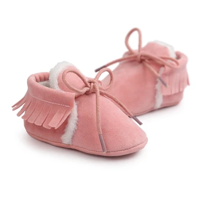 Детские мокасины для маленьких мальчиков и девочек; мягкая обувь с бахромой; нескользящая обувь с мягкой подошвой; обувь для малышей - Цвет: Plus velvet