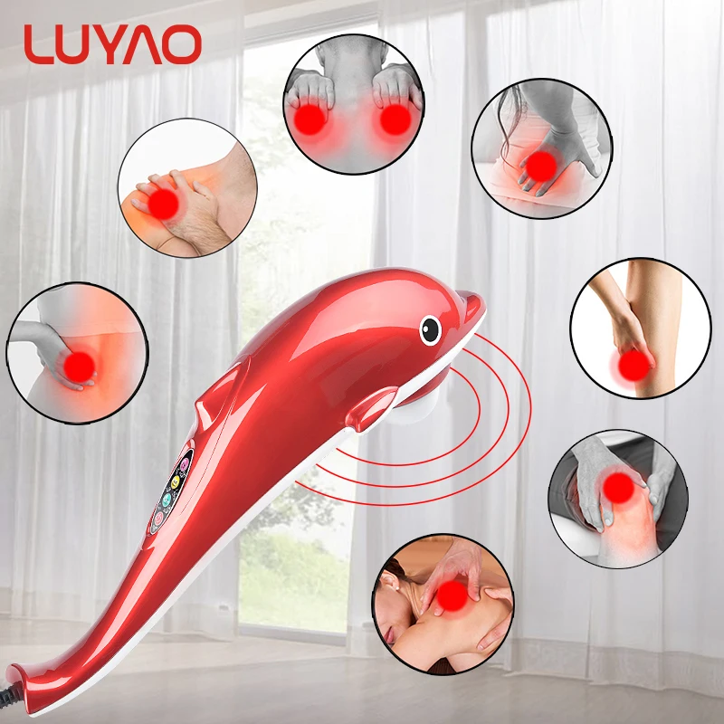 

Electric Dolphin Massager for neck massage with Vibration Infrared stick body massager hammer 4 in 1 vibrating massageador 606B