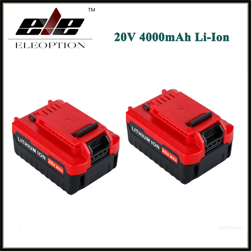 

2 PCS ELEOPTION 20V Max 4000mAh 4.0Ah Lithium Ion Rechargeable Battery Pack for Porter Cable PCC685L PCC680L PCC681L