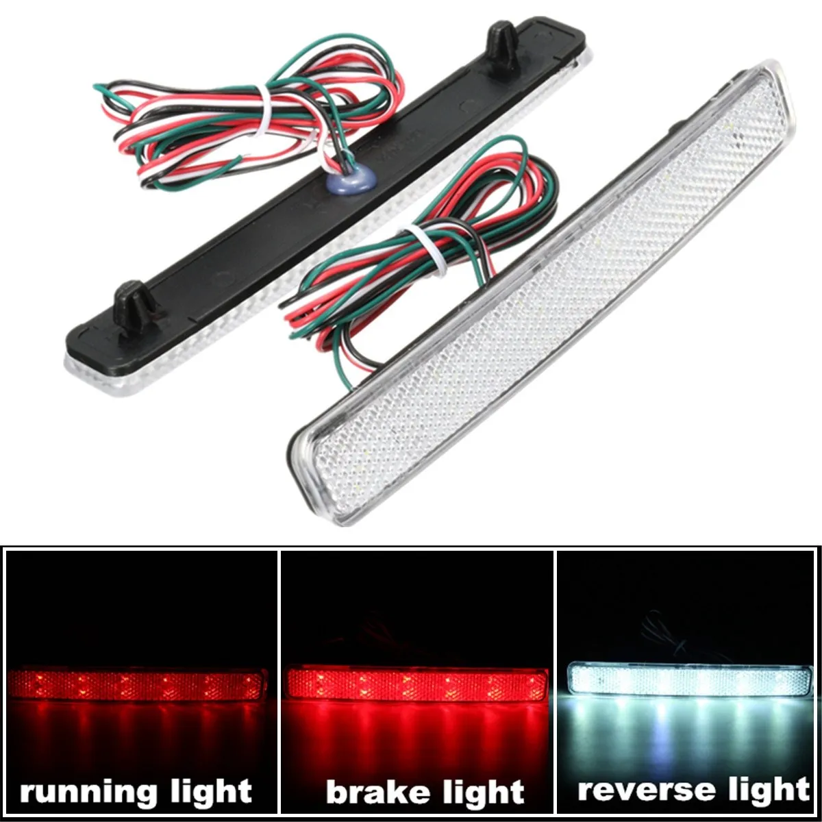 2x 24 LED Auto Rear Reflectors Bumper Tail Fog font b Lamp b font Brake Stop