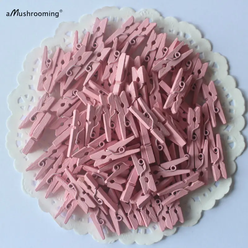 50 Solid Pink Mini Pegs Clothespins Candy Bar Birthday Party Baby