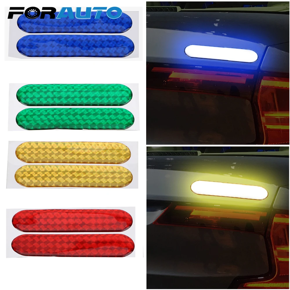FORAUTO 2pcs 4 Colors Car Reflective Stickers Car styling Car Door