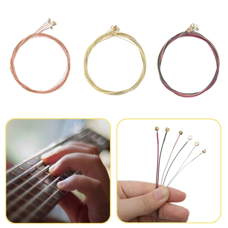 1 Set 6Pcs Rainbow Colorful Guitar Strings E A For Acoustic Folk Guitar