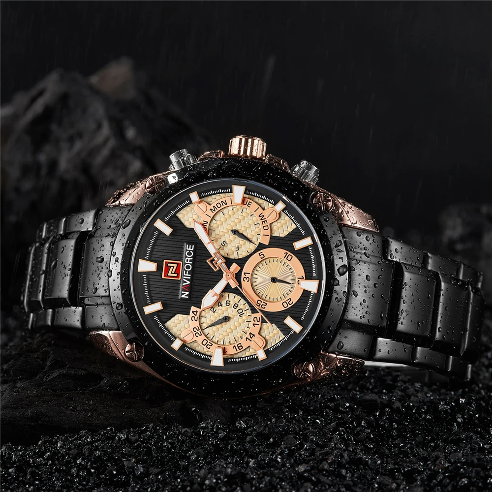 NAVIFORCE Top Brand Men's Fashion Quartz Wrist Watch Waterproof Stainless Steel Military Sports Wat