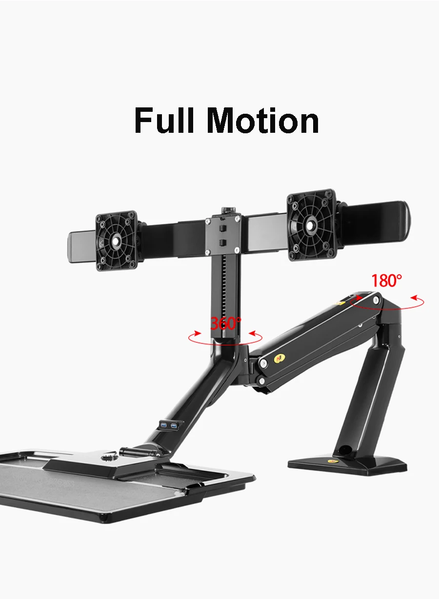  NB FC40-2A Ergonomic Computer Sit Stand Workstation 22-27 inch Dual Screen Monitor Mount Bracket wi