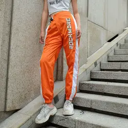 OneBling Для женщин s Лоскутная трек штаны с буквенным принтом длинные брюки Высокая талия женские спортивные брюки Модные Повседневное
