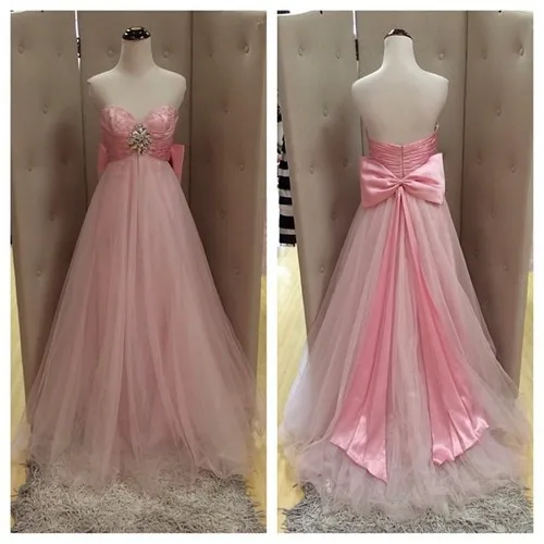 Vintage Pink Evening Dress With Bow ...