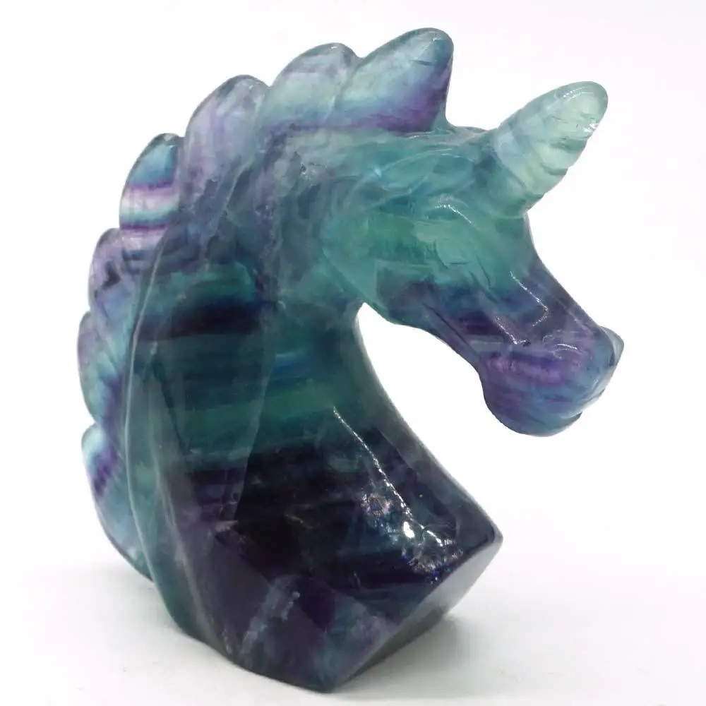 3 2 "Единорог голова фигурка натуральный камень Флюорит резные Рейки Исцеление