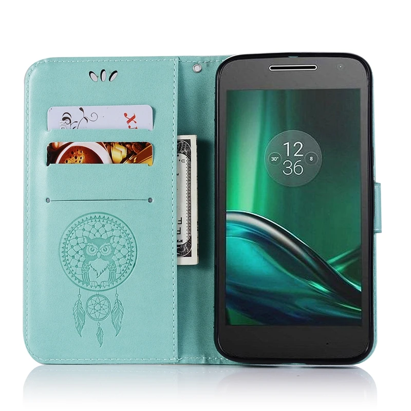 Телефон Etui для Coque Moto G4 Plus Роскошные Сова кожаный бумажник откидная крышка Motorola