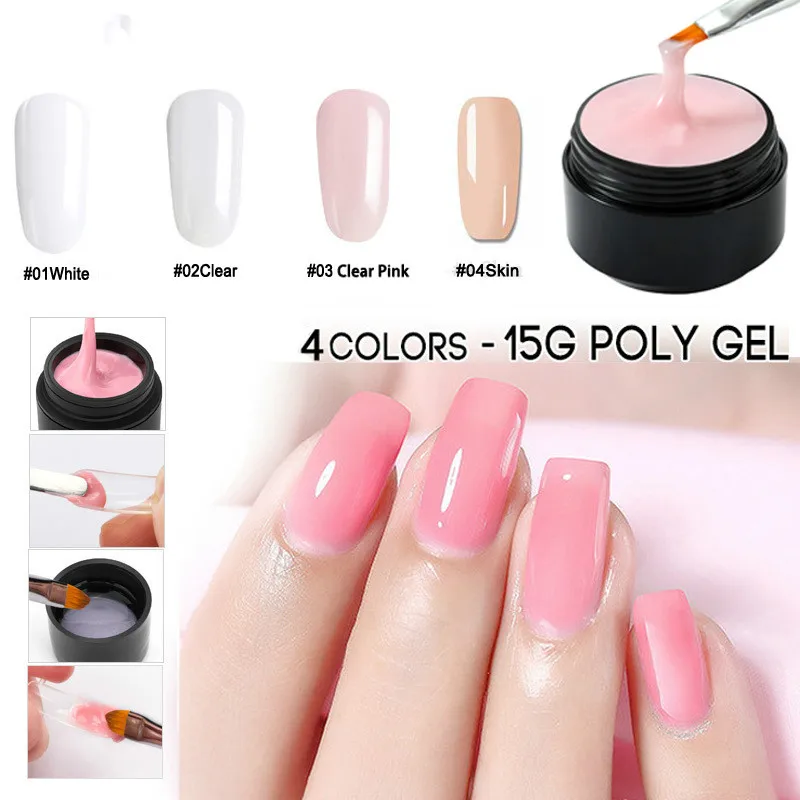 

4 Color Fast Phototherapy Easy To Wear Nail Glue Lasting 15ML Nail Wide Mouth Bottle Quickly Dry Crystal Extension Glue TSLM1