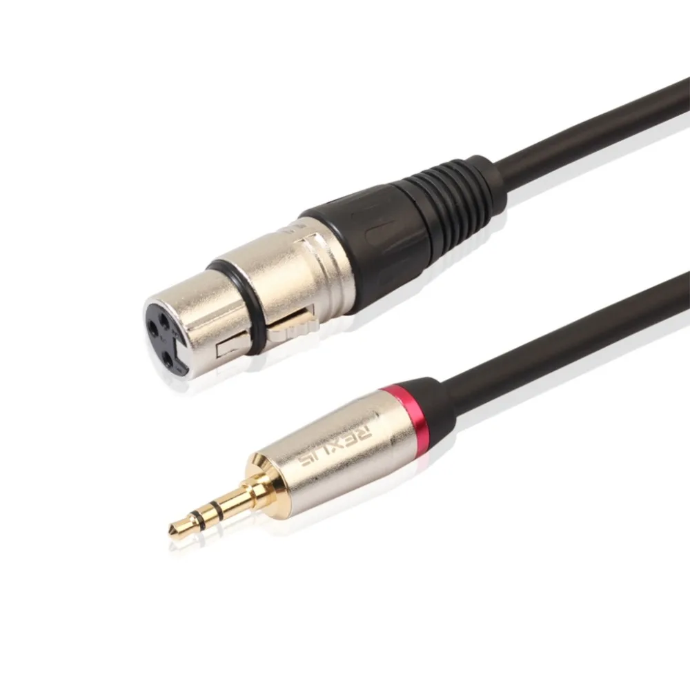 

REXLIS XLR 3 Pin Female to Right Angle 1/8 XLR3F to Right-angle 3.5 mm TRS for DV camera/ microphone mic Converters