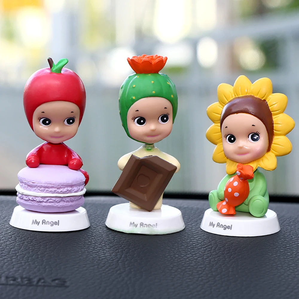 

Car Ornaments Cute PVC Shaking Head Fruit Angel Doll Automobiles Interior Dashboard Shake Head Toy Kids Gift Auto Accessories