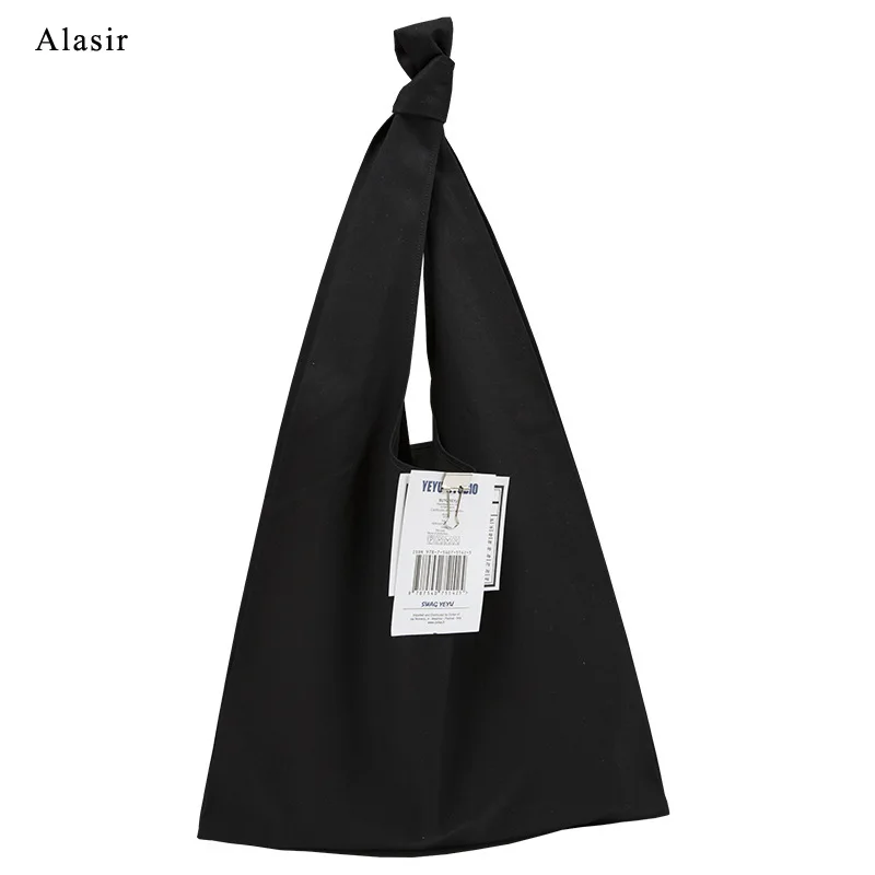 

Alasir Fun Label Large Capacity Solid Color Canvas Bag Japanese Simple Canvas Shoulder Bag Women Fun Long Tail Clip Hand Bag