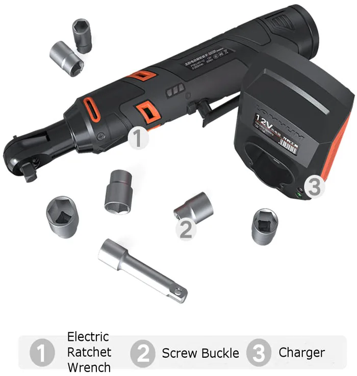 12 V электрический ключ комплект 3/8 Cordless храповым механизмом Перезаряжаемые леса 60NM крутящий момент, с розетки инструменты