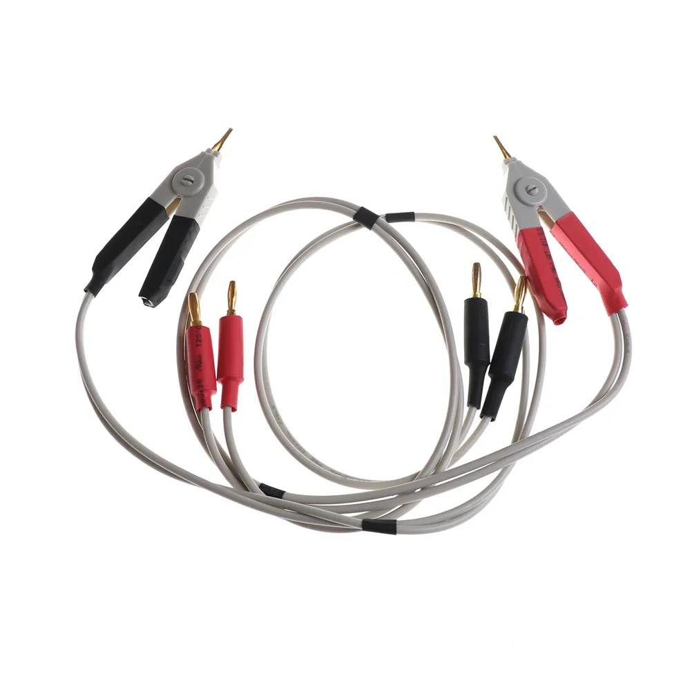 2Pcs LCR Meter Test Leads Lead / Clip Cable / Clamp Terminal Kelvin Probe Wires with 4 Banana Connector