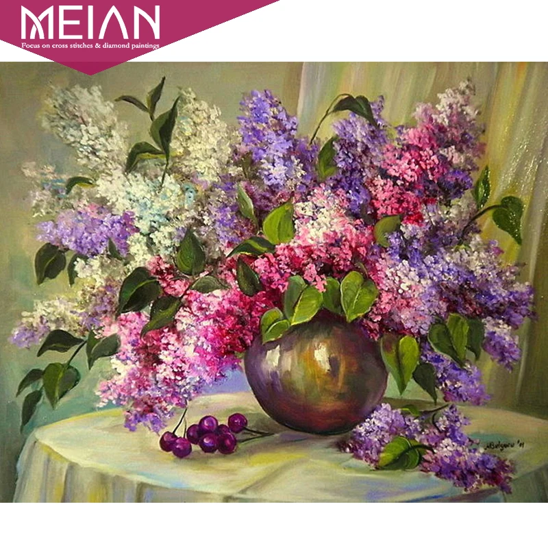Meian DIY 5D Алмазная мозаика цветы в бутылке полная картина наборы для вышивки
