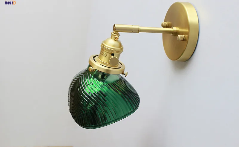 IWHD скандинавский медный настенный светильник рядом с спальней, зеркальный светильник для ванной комнаты, современные стеклянные настенная лампа, светильники, бра Edison Wandlampen