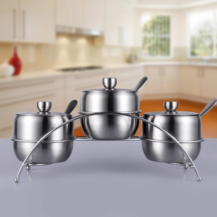 18/8 Stainless Steel Condiment pots Seasoning Container Large Capacity