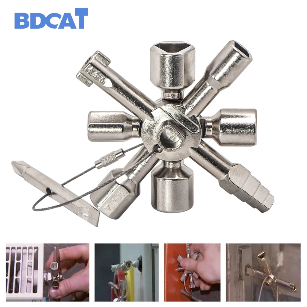 

BDCAT Multi-Model 10 In 1 Universal Cross Key Plumber Keys Triangle For Gas Electric Meter Cabinets Bleed Radiators