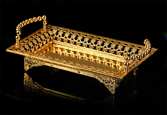 Роскошный европейский стиль Золотой Серебряный металлический фруктовый поднос для сахара дизайн KTV гостиничная корзинка-тарелка поднос для свадебной вечеринки